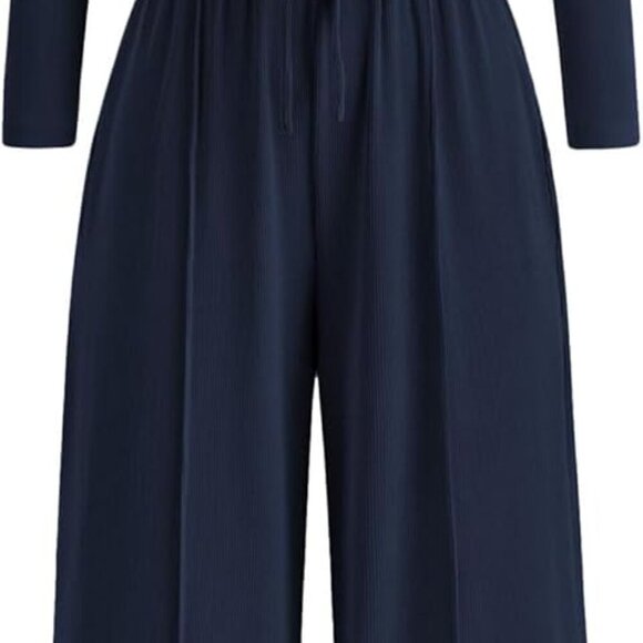 Women's 2 Piece Sets 2025 Fall Long Sleeve Crop Tops Wide Leg Pants Matching Out - Picture 1 of 8